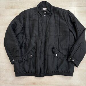 Vintage Clio Black Quilted Silk Puffer Jacket Size Large